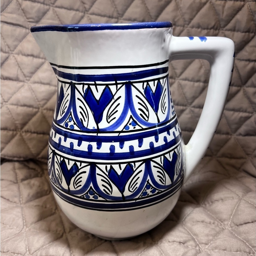 Hand Painted 'Tunart' Tunisian Pitcher